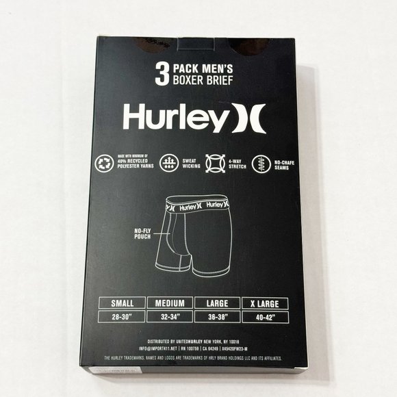 Hurley NWB Sz L 3 Pack Men's Boxer Brief No Fly Punch Regrind - Picture 3 of 8